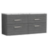 [BFRI046LCM2] Millwich Contemporary 4 Drawer Wall Hung Vanity Unit with Carrera Marble Laminate Worktop - Choice of Colour - Cutout