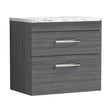 [BFRI046LCM] Millwich Contemporary 2 Drawer Wall Hung Vanity Unit with Laminate Carrara Marble Worktop, Anthracite Woodgrain, 600mm - Cutout