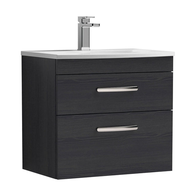 [BFRI047G] Millwich Contemporary 2 Drawer Wall Hung Vanity Unit with Curved Basin, Charcoal Black, 600mm - Cutout