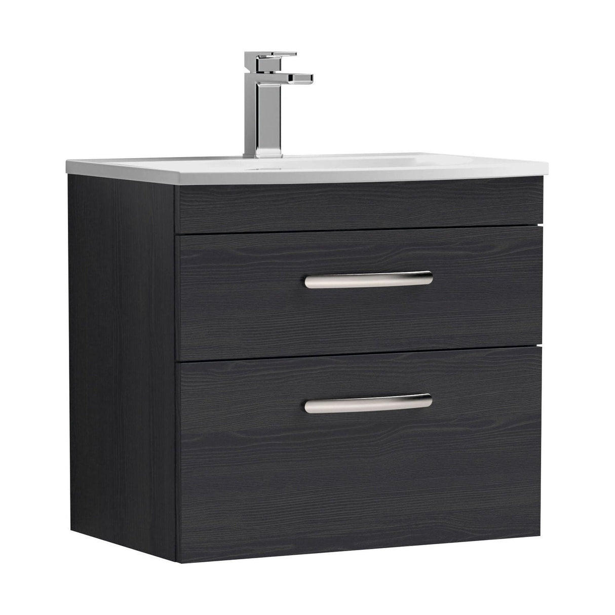 [BFRI047G] Millwich Contemporary 2 Drawer Wall Hung Vanity Unit with Curved Basin - Choice of Size and Colour - Cutout