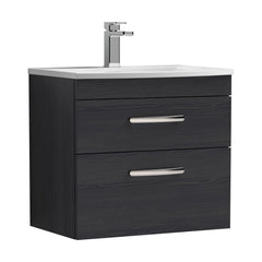 [BFRI047G] Millwich Contemporary 2 Drawer Wall Hung Vanity Unit with Curved Basin - Choice of Size and Colour - Cutout