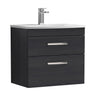 [BFRI047G] Millwich Contemporary 2 Drawer Wall Hung Vanity Unit with Curved Basin - Choice of Size and Colour - Cutout