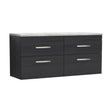 [BFRI047LBG2] Millwich Contemporary 4 Drawer Wall Hung Vanity Unit with Bellato Grey Laminate Worktop - Choice of Colour - Cutout