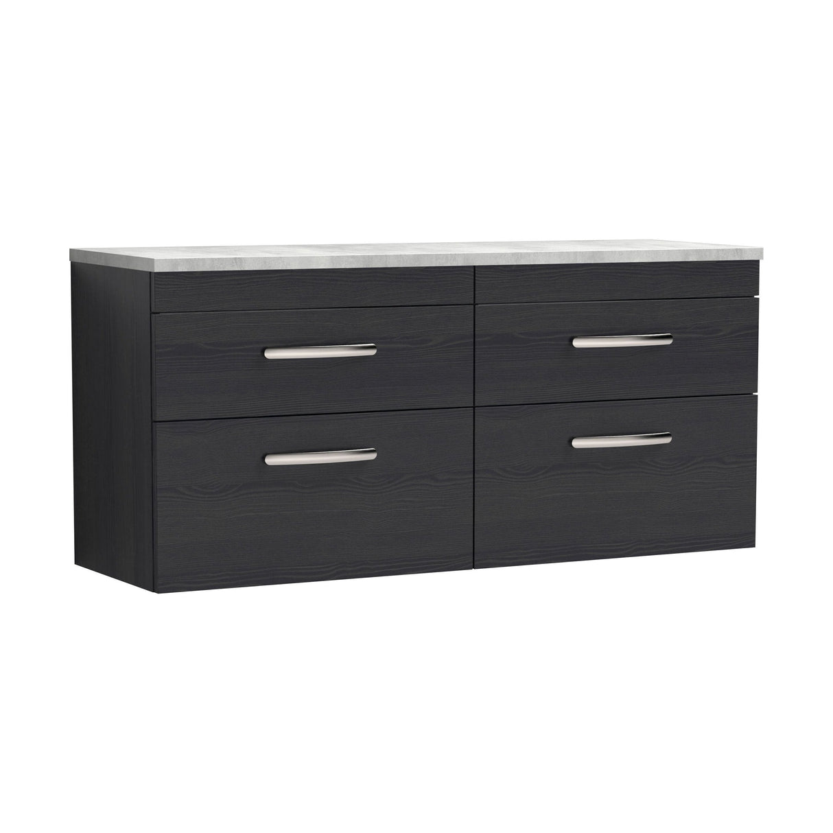 [BFRI047LBG2] Millwich Contemporary 4 Drawer Wall Hung Vanity Unit with Laminate Black Galaxy Granite Worktop, Charcoal Black, 1200mm - Cutout