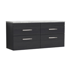 [BFRI047LBG2] Millwich Contemporary 4 Drawer Wall Hung Vanity Unit with Laminate Black Galaxy Granite Worktop, Charcoal Black, 1200mm - Cutout