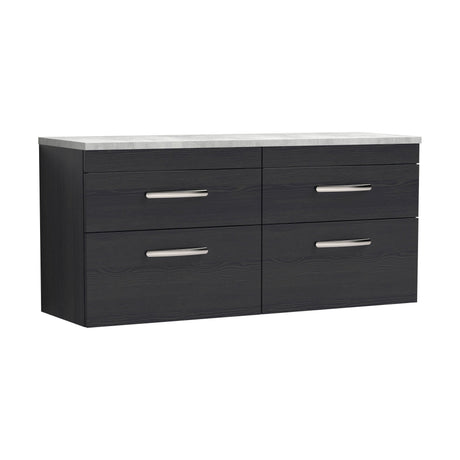 [BFRI047LBG2] Millwich Contemporary 4 Drawer Wall Hung Vanity Unit with Laminate Black Galaxy Granite Worktop, Charcoal Black, 1200mm - Cutout