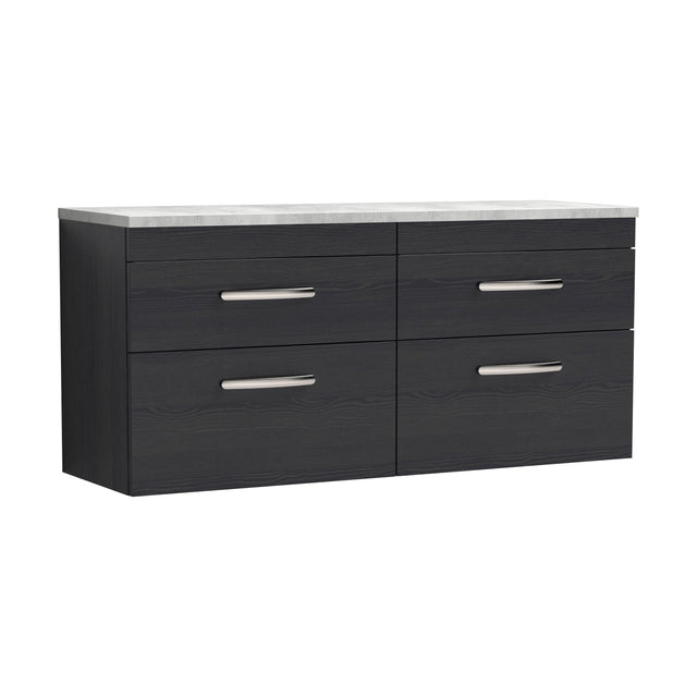 [BFRI047LBG2] Millwich Contemporary 4 Drawer Wall Hung Vanity Unit with Laminate Black Galaxy Granite Worktop, Charcoal Black, 1200mm - Cutout