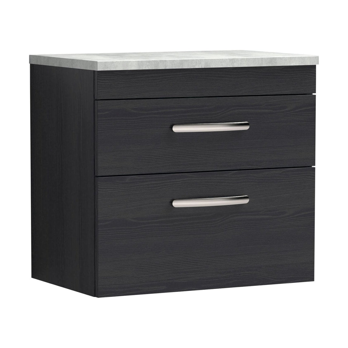 [BFRI047LBG] Millwich Contemporary 2 Drawer Wall Hung Vanity Unit with Bellato Grey Laminate Worktop - Choice of Size and Colour - Cutout
