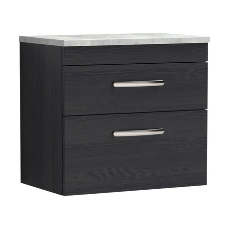[BFRI047LBG] Millwich Contemporary 2 Drawer Wall Hung Vanity Unit with Bellato Grey Laminate Worktop - Choice of Size and Colour - Cutout