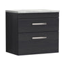 [BFRI047LBG] Millwich Contemporary 2 Drawer Wall Hung Vanity Unit with Bellato Grey Laminate Worktop - Choice of Size and Colour - Cutout
