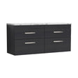 [BFRI047LCM2] Millwich Contemporary 4 Drawer Wall Hung Vanity Unit with Carrera Marble Laminate Worktop - Choice of Colour - Cutout
