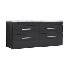 [BFRI047LCM2] Millwich Contemporary 4 Drawer Wall Hung Vanity Unit with Laminate Carrara Marble Worktop, Charcoal Black, 1200mm - Cutout