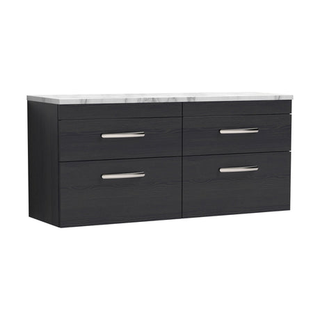 [BFRI047LCM2] Millwich Contemporary 4 Drawer Wall Hung Vanity Unit with Laminate Carrara Marble Worktop, Charcoal Black, 1200mm - Cutout