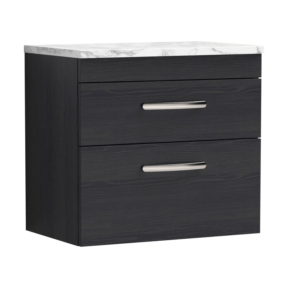 [BFRI047LCM] Millwich Contemporary 2 Drawer Wall Hung Vanity Unit with Carrera Marble Laminate Worktop - Choice of Size and Colour - Cutout