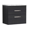 [BFRI047LCM] Millwich Contemporary 2 Drawer Wall Hung Vanity Unit with Carrera Marble Laminate Worktop - Choice of Size and Colour - Cutout