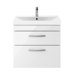 [BFRI048D] Millwich Contemporary 2 Drawer Wall Hung Vanity Unit with Thin Edge Basin - Choice of Size and Colour - Cutout