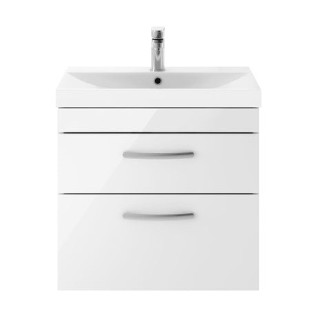 [BFRI048D] Millwich Contemporary 2 Drawer Wall Hung Vanity Unit with Thin Edge Basin - Choice of Size and Colour - Cutout