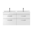 [BFRI048F] Millwich Contemporary 4 Drawer Wall Hung Vanity Unit with Basin, Gloss White, 1200mm - Cutout