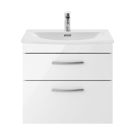 [BFRI048G] Millwich Contemporary 2 Drawer Wall Hung Vanity Unit with Curved Basin - Choice of Size and Colour - Cutout