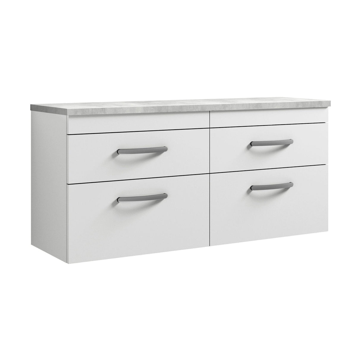 [BFRI048LBG2] Millwich Contemporary 4 Drawer Wall Hung Vanity Unit with Laminate Black Galaxy Granite Worktop, Gloss White, 1200mm - Cutout