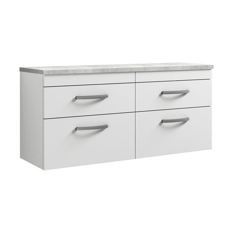 [BFRI048LBG2] Millwich Contemporary 4 Drawer Wall Hung Vanity Unit with Bellato Grey Laminate Worktop - Choice of Colour - Cutout