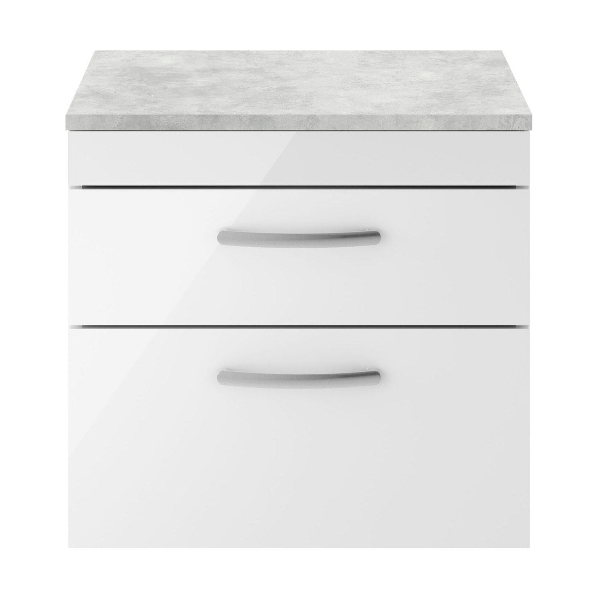 [BFRI048LBG] Millwich Contemporary 2 Drawer Wall Hung Vanity Unit with Laminate Black Galaxy Granite Worktop, 600mm - Cutout