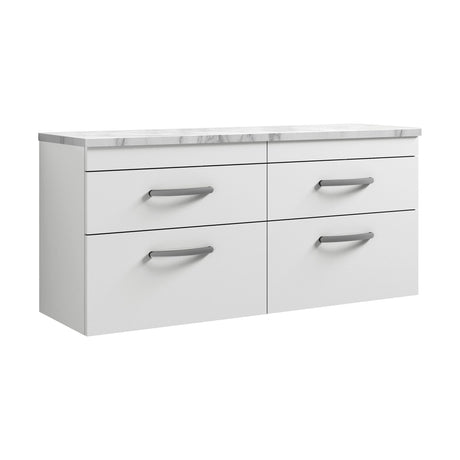 [BFRI048LCM2] Millwich Contemporary 4 Drawer Wall Hung Vanity Unit with Carrera Marble Laminate Worktop - Choice of Colour - Cutout
