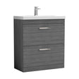 [BFRI053D] Millwich Contemporary 2 Drawer Floor Standing Vanity Unit with Thin Edge Basin, Anthracite Woodgrain, 800mm - Cutout