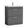 [BFRI053D] Millwich Contemporary 2 Drawer Floor Standing Vanity Unit with Thin Edge Basin - Choice of Size and Colour - Cutout