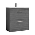 [BFRI053G] Millwich Contemporary 2 Drawer Floor Standing Vanity Unit with Curved Basin, Anthracite Woodgrain, 800mm - Cutout