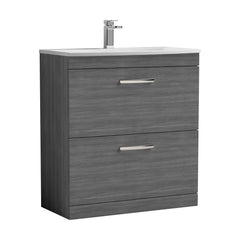 [BFRI053G] Millwich Contemporary 2 Drawer Floor Standing Vanity Unit with Curved Basin - Choice of Size and Colour - Cutout