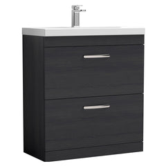 [BFRI054D] Millwich Contemporary 2 Drawer Floor Standing Vanity Unit with Thin Edge Basin - Choice of Size and Colour - Cutout