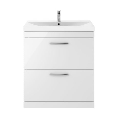 [BFRI055D] Millwich Contemporary 2 Drawer Floor Standing Vanity Unit with Thin Edge Basin - Choice of Size and Colour - Cutout