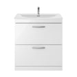 [BFRI055G] Millwich Contemporary 2 Drawer Floor Standing Vanity Unit with Curved Basin, Gloss White, 800mm - Cutout