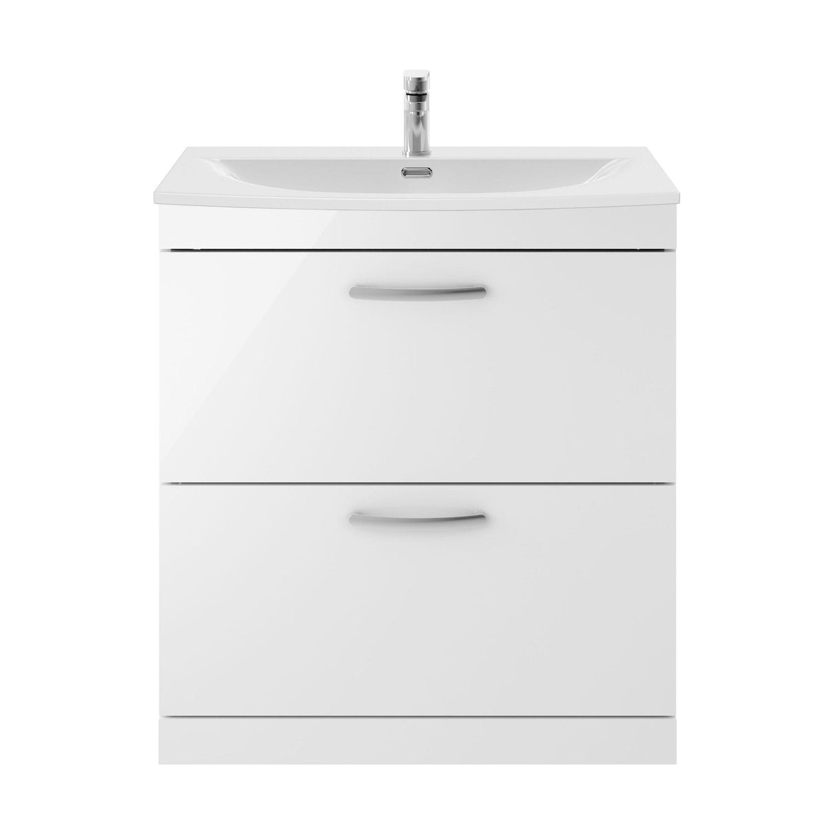 [BFRI055G] Millwich Contemporary 2 Drawer Floor Standing Vanity Unit with Curved Basin - Choice of Size and Colour - Cutout