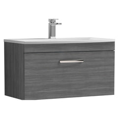 [BFRI060G] Millwich Contemporary 1 Drawer Wall Hung Vanity Unit with Curved Basin - Choice of Size and Colour - Cutout