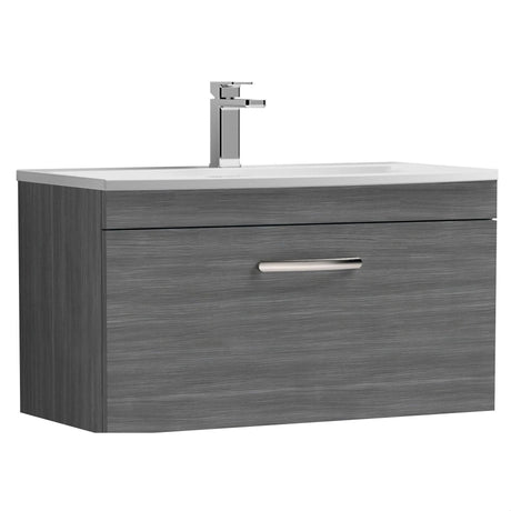 [BFRI060G] Millwich Contemporary 1 Drawer Wall Hung Vanity Unit with Curved Basin - Choice of Size and Colour - Cutout