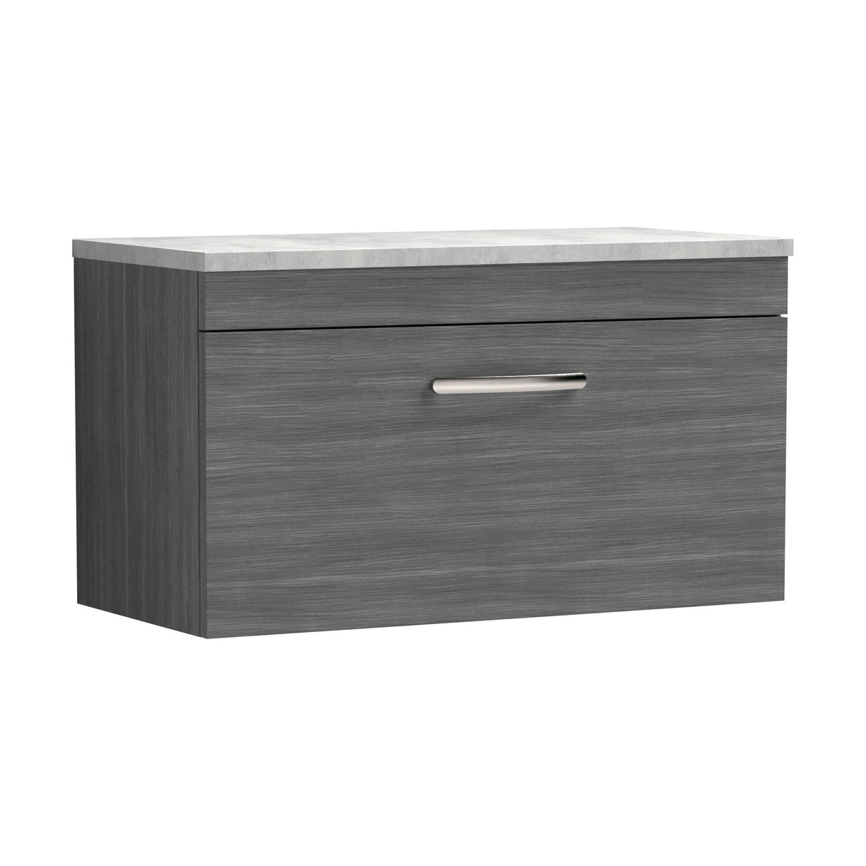 [BFRI060LBG] Millwich Contemporary 1 Drawer Wall Hung Vanity Unit with Bellato Grey Laminate Worktop - Choice of Size and Colour - Cutout