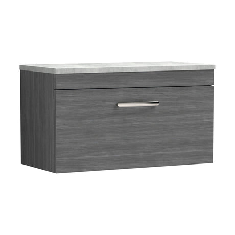 [BFRI060LBG] Millwich Contemporary 1 Drawer Wall Hung Vanity Unit with Bellato Grey Laminate Worktop - Choice of Size and Colour - Cutout