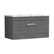 [BFRI060LCM] Millwich Contemporary 1 Drawer Wall Hung Vanity Unit with Laminate Carrara Marble Worktop, Anthracite Woodgrain, 800mm - Cutout