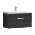 [BFRI061D] Millwich Contemporary 1 Drawer Wall Hung Vanity Unit with Thin Edge Basin, Charcoal Black, 800mm - Cutout