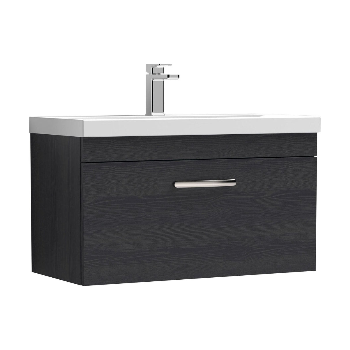 [BFRI061D] Millwich Contemporary 1 Drawer Wall Hung Vanity Unit with Thin Edge Basin - Choice of Size and Colour - Cutout