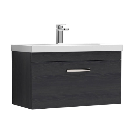 [BFRI061D] Millwich Contemporary 1 Drawer Wall Hung Vanity Unit with Thin Edge Basin - Choice of Size and Colour - Cutout