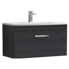 [BFRI061G] Millwich Contemporary 1 Drawer Wall Hung Vanity Unit with Curved Basin - Choice of Size and Colour - Cutout