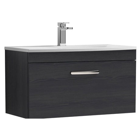 [BFRI061G] Millwich Contemporary 1 Drawer Wall Hung Vanity Unit with Curved Basin - Choice of Size and Colour - Cutout