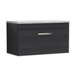 [BFRI061LBG] Millwich Contemporary 1 Drawer Wall Hung Vanity Unit with Laminate Black Galaxy Granite Worktop, Charcoal Black, 800mm - Cutout
