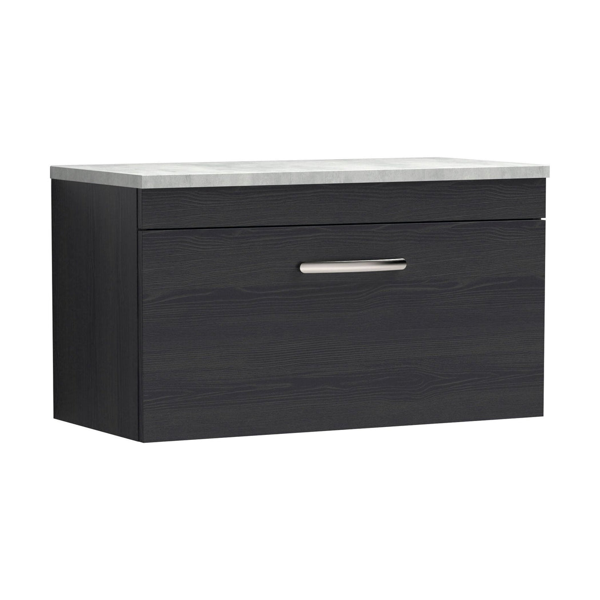 [BFRI061LBG] Millwich Contemporary 1 Drawer Wall Hung Vanity Unit with Laminate Black Galaxy Granite Worktop, Charcoal Black, 800mm - Cutout
