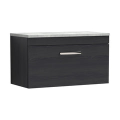 [BFRI061LBG] Millwich Contemporary 1 Drawer Wall Hung Vanity Unit with Laminate Black Galaxy Granite Worktop, Charcoal Black, 800mm - Cutout