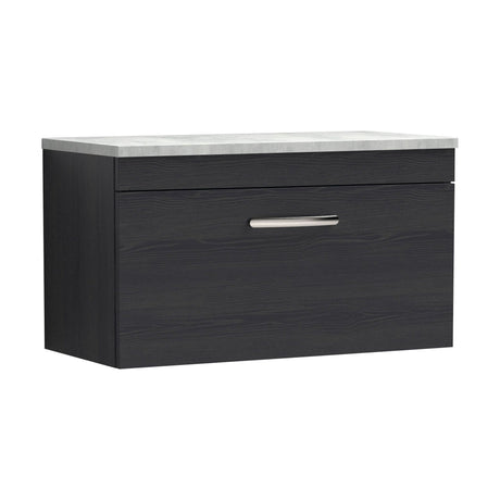 [BFRI061LBG] Millwich Contemporary 1 Drawer Wall Hung Vanity Unit with Bellato Grey Laminate Worktop - Choice of Size and Colour - Cutout