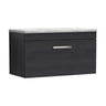 [BFRI061LBG] Millwich Contemporary 1 Drawer Wall Hung Vanity Unit with Bellato Grey Laminate Worktop - Choice of Size and Colour - Cutout